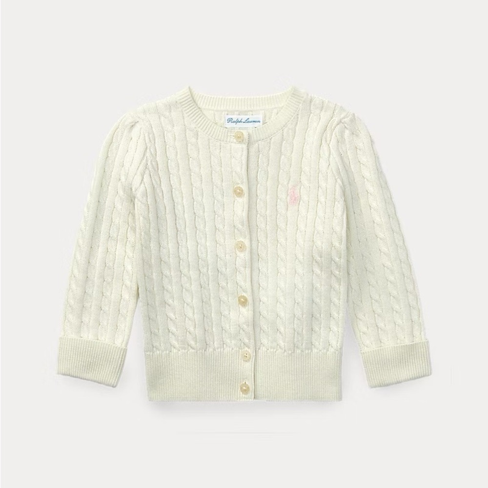 Ralph Lauren Mini-Cable Cotton Baby Cardigan
